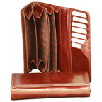 Portafoglio donna in pelle marrone Old Angler, aperto con tasche e portacarte RFID