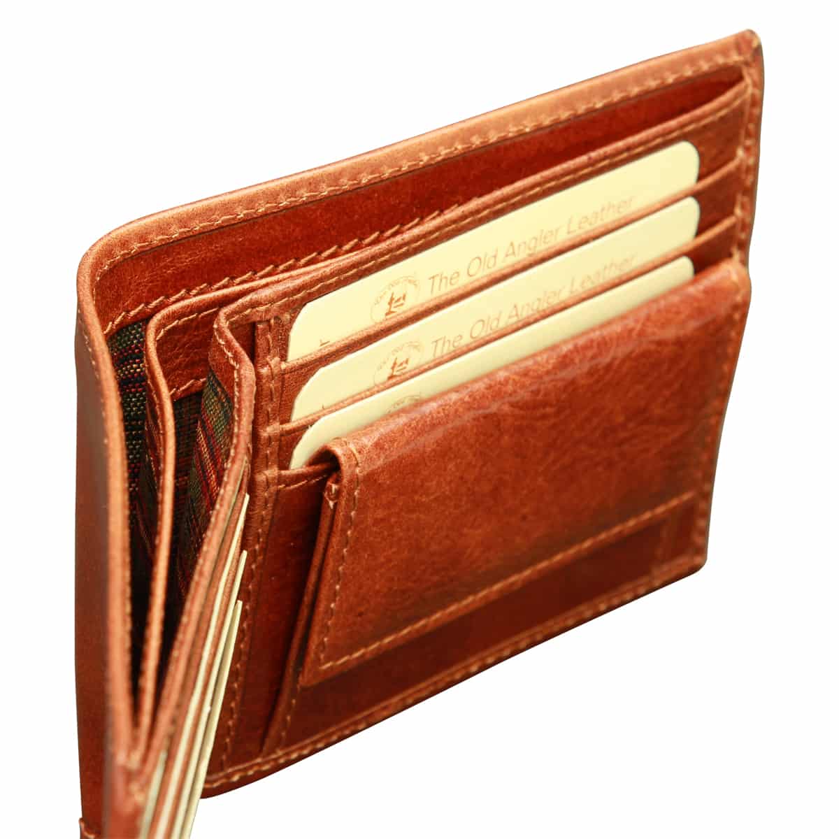 Portafoglio con porta monete in pelle. Marrone con RFID