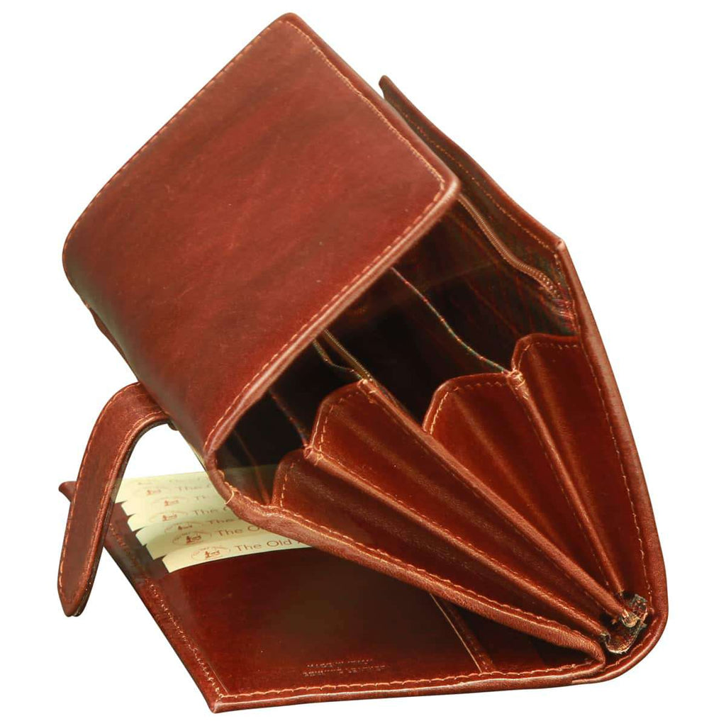 Portafoglio da donna in pelle. Marrone con RFID