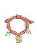 Bracciale in corda con nodi e ciondoli a forma di conchiglia