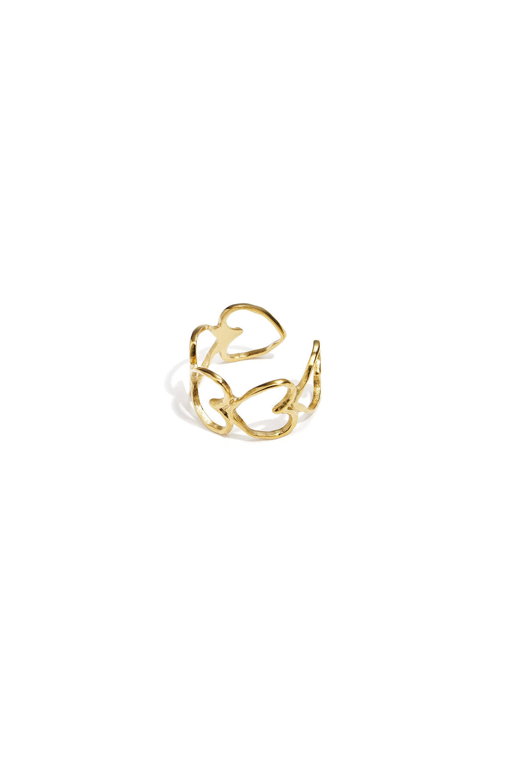Elegante anello con cuori in acciaio inossidabile regolabile, design casual per ogni occasione.