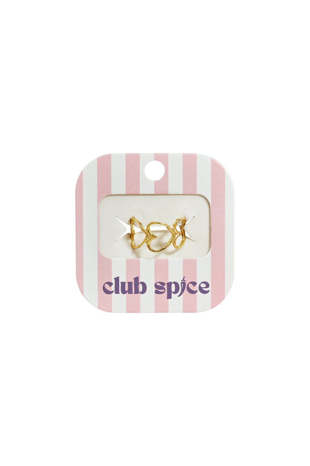 Anello elegante con cuori in acciaio inossidabile su confezione Club Spice