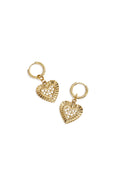 Orecchini cuori luminosi in acciaio inossidabile placcati oro 14K con zirconi, stile semplice.