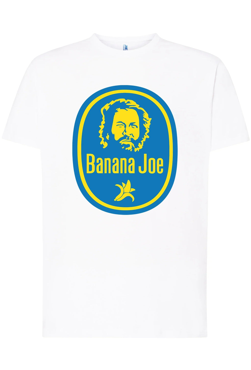 t-shirt uomo Bud Spencer Banana Joe in cotone bianco con stampa grafica Banana Joe.