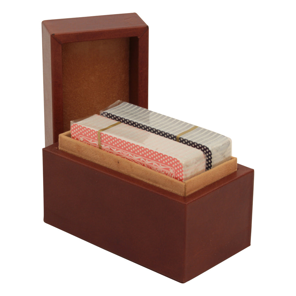 Scatola Porta Carte in pelle. Marrone