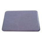 Sottomano da scrivania in pelle blu-viola con angoli arrotondati e cuciture perimetrali