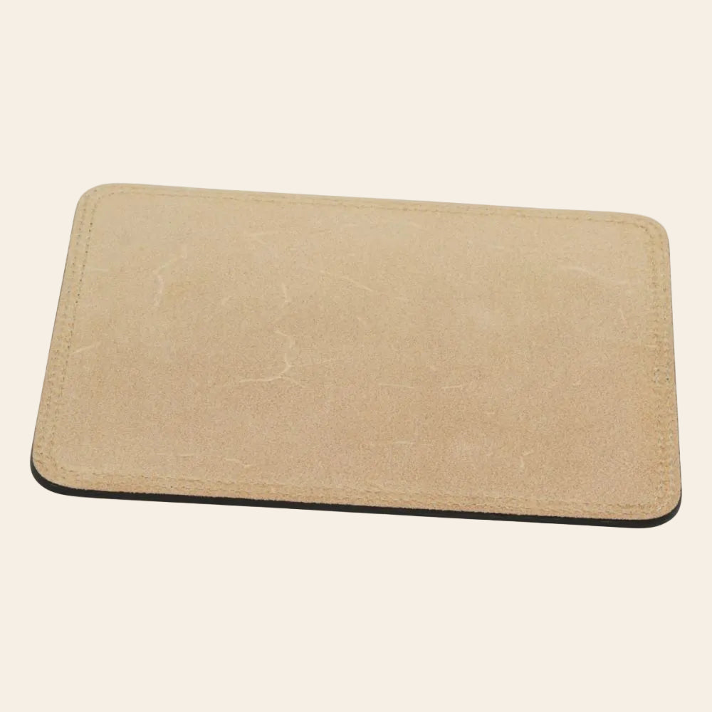 Tappetino per mouse in pelle beige rettangolare con angoli arrotondati