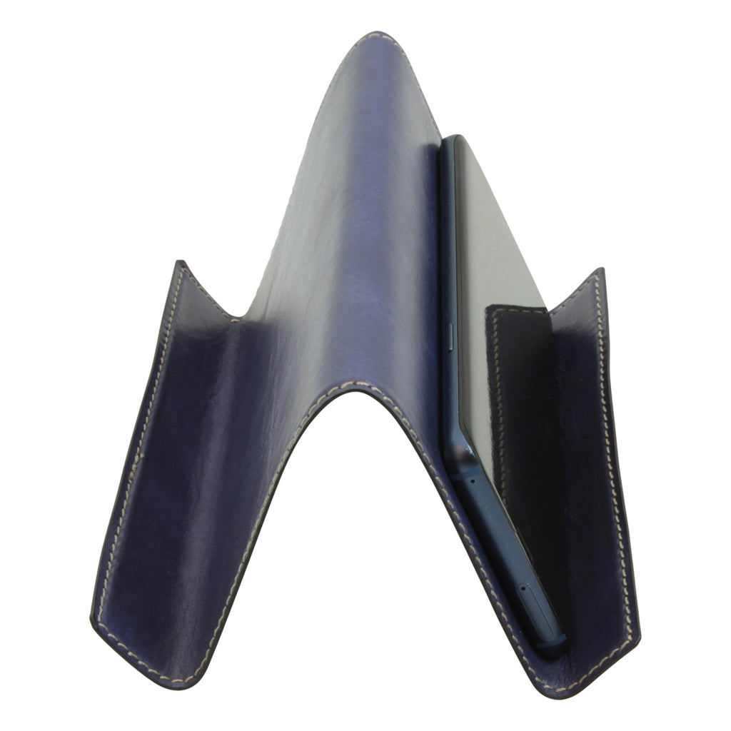 Supporto in pelle per ipad e iphone - cobalto