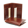 Porta carte pelle vitello marrone RFID 9x12, con scomparti interni