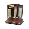 PORTACARTE IN PELLE CON TASCHE LUCE-MARRONE