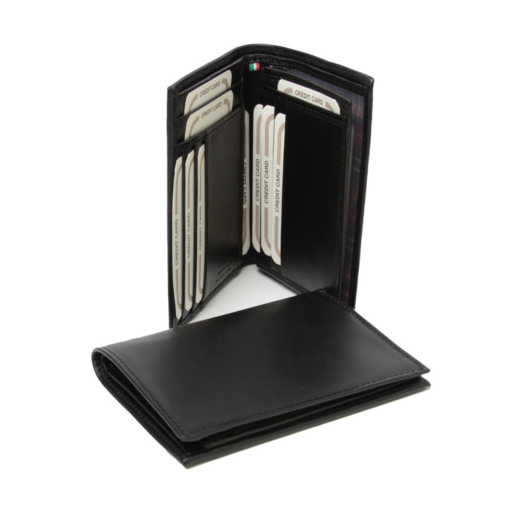 PORTACARTE IN PELLE CON TASCHE LUCE-NERO