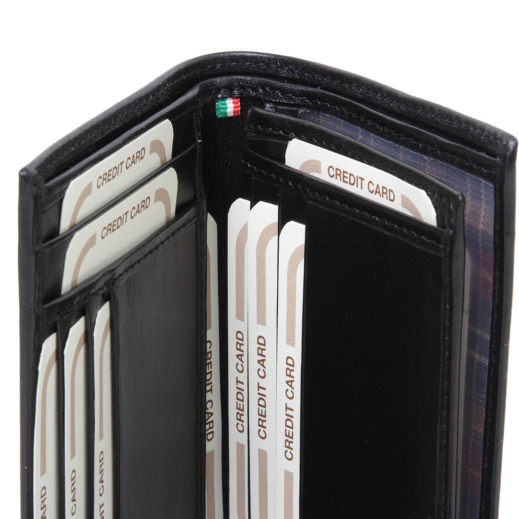 PORTACARTE IN PELLE CON TASCHE LUCE-NERO