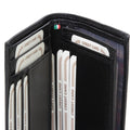 Portacarte in pelle nero con tasche interne e fessure per carte di credito