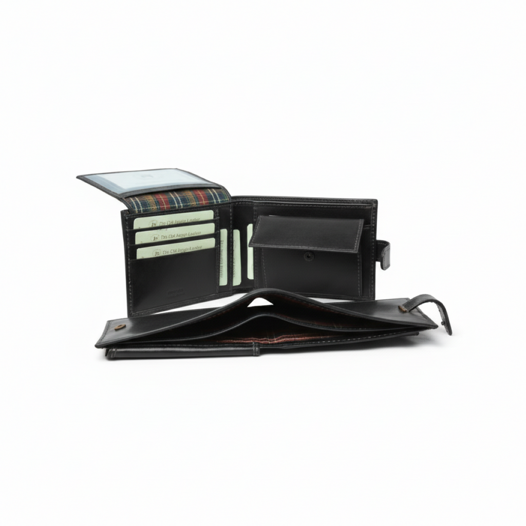 Portafoglio bifold in pelle - Nero con RFID