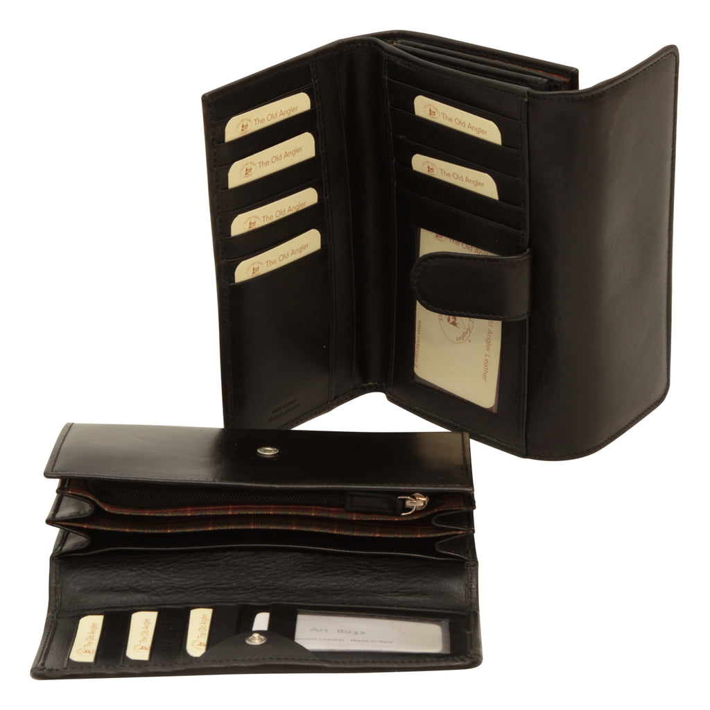 Portafoglio da donna in pelle - nero con RFID