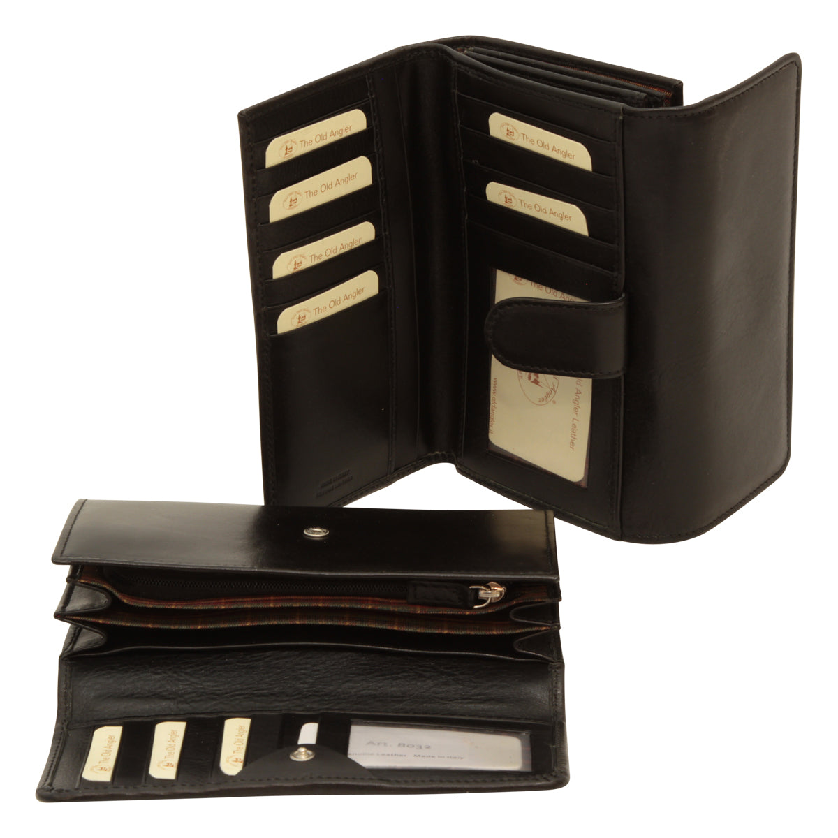 Portafoglio da donna in pelle - nero con RFID
