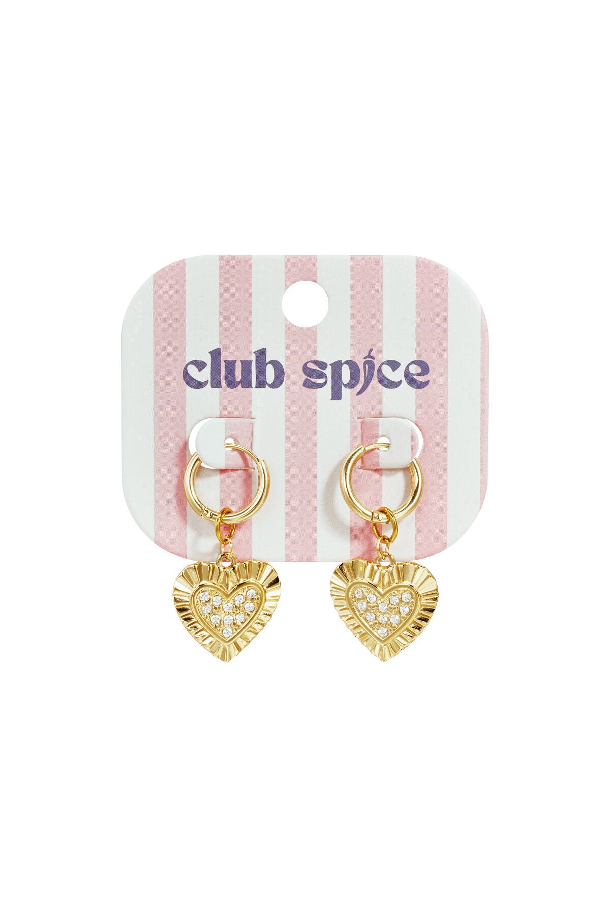 Orecchini cuori luminosi in acciaio inossidabile, placcati oro 14K, con zirconi, design semplice.