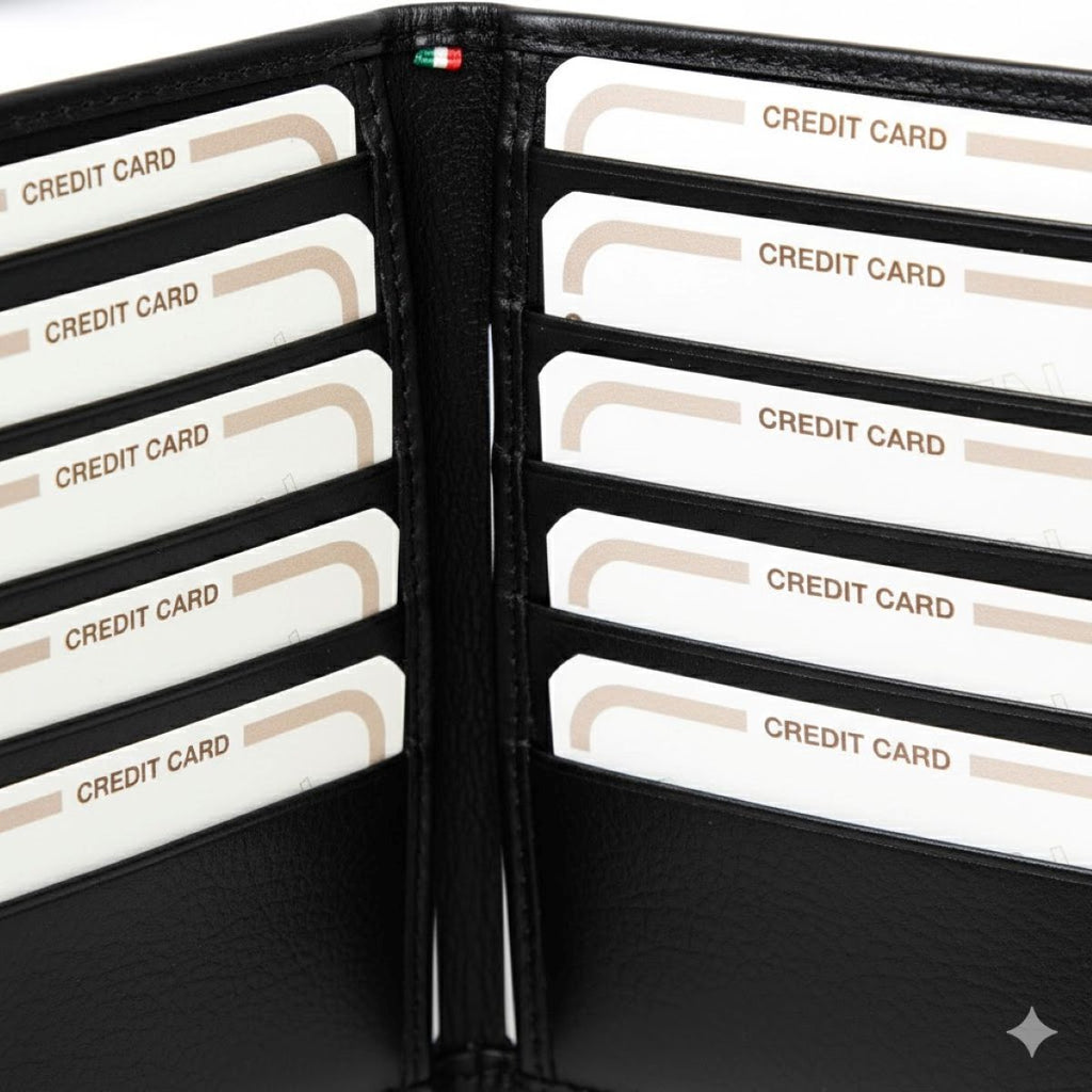 Portacarte in pelle  con protezione RFID - Nero