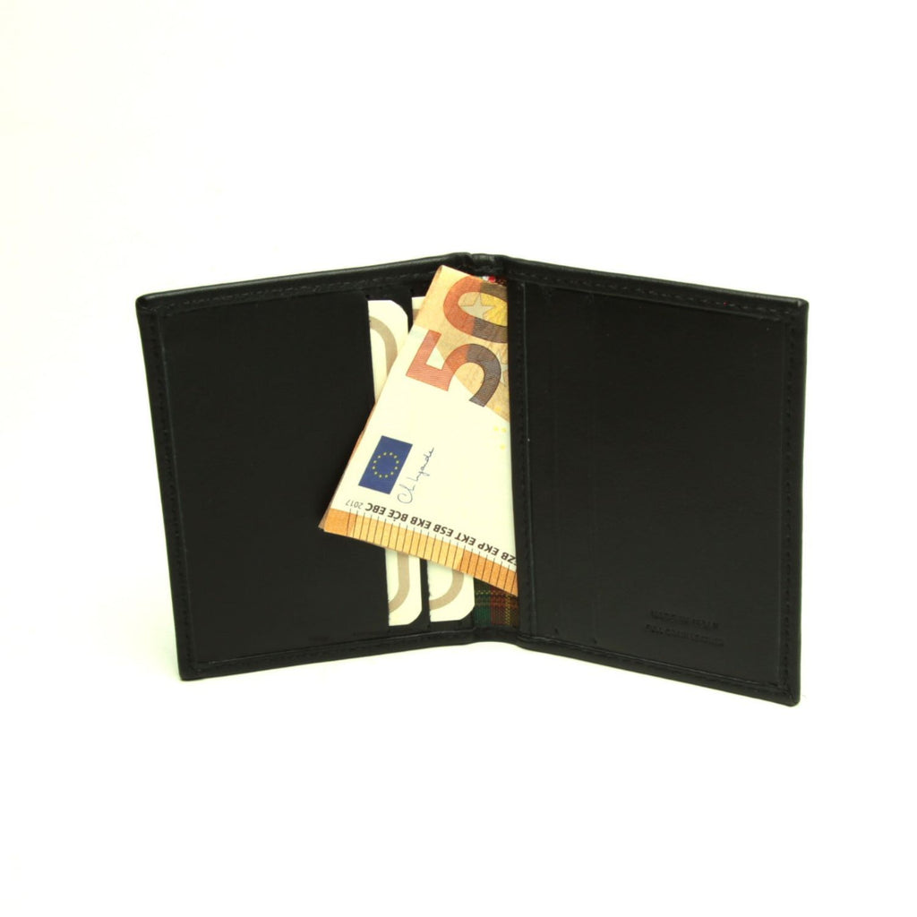 Portacarte di credito in pelle con RFID - nero