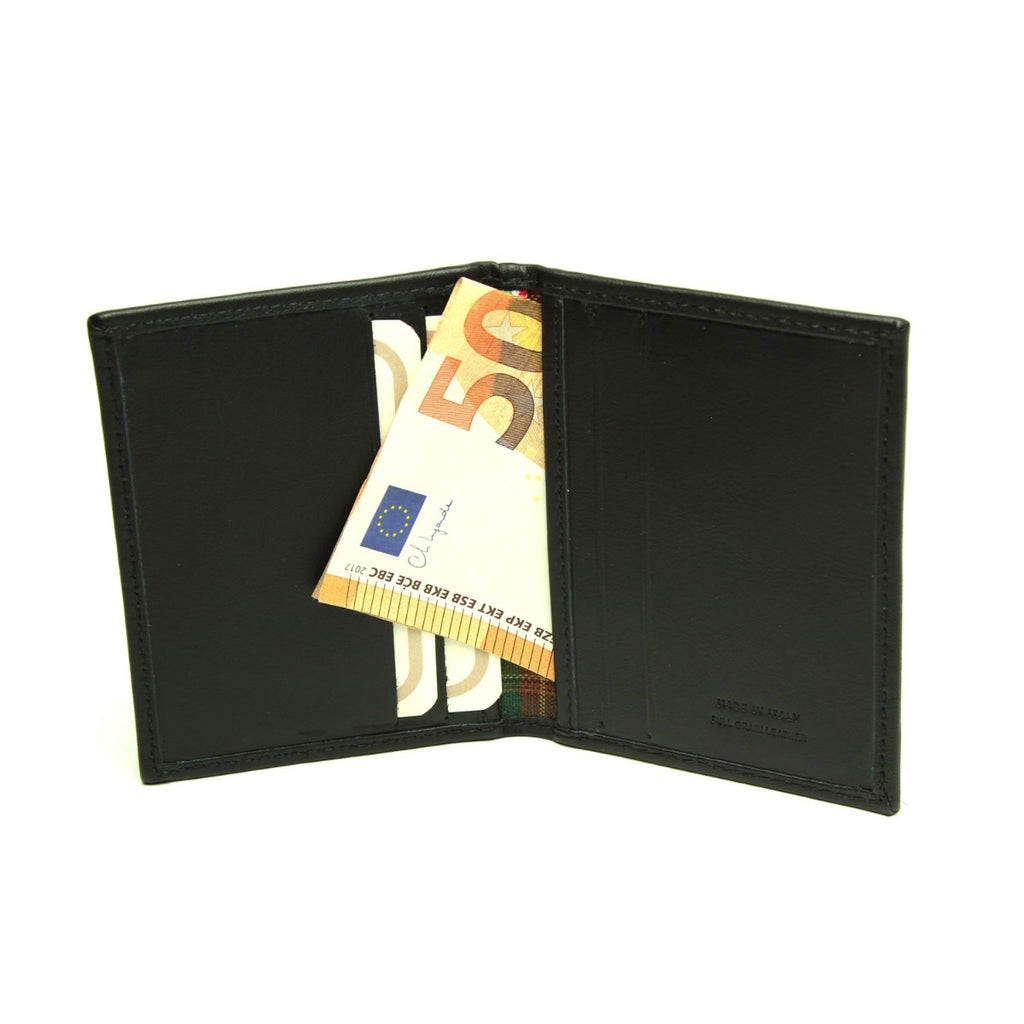 Portacarte di credito in pelle con RFID - nero
