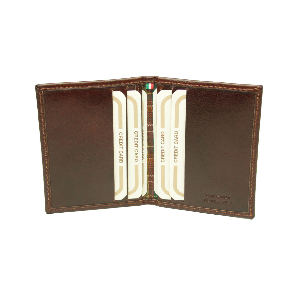 Porta carte di credito in pelle con RFID - marrone