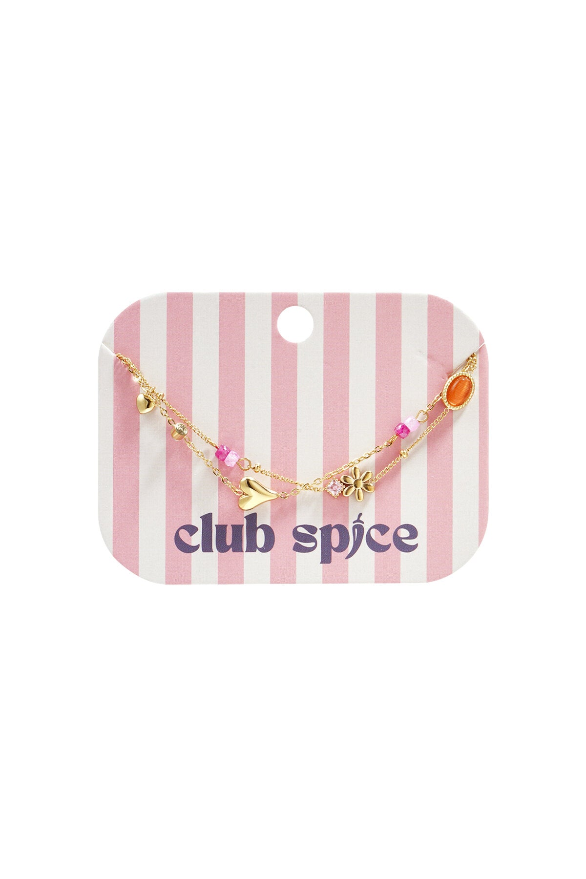 Bracciale doppio con pendenti, perline e pietre di vario tipo.