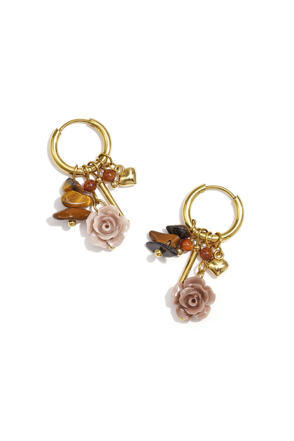 Orecchini pendenti in acciaio inossidabile, stile casual, semplici, da donna, serie "Fiore"