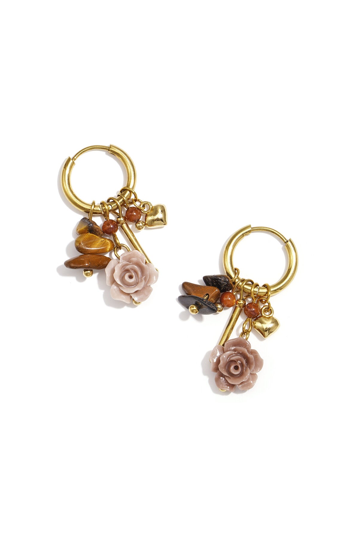 Orecchini pendenti in acciaio inossidabile, stile casual, semplici, da donna, serie "Fiore"