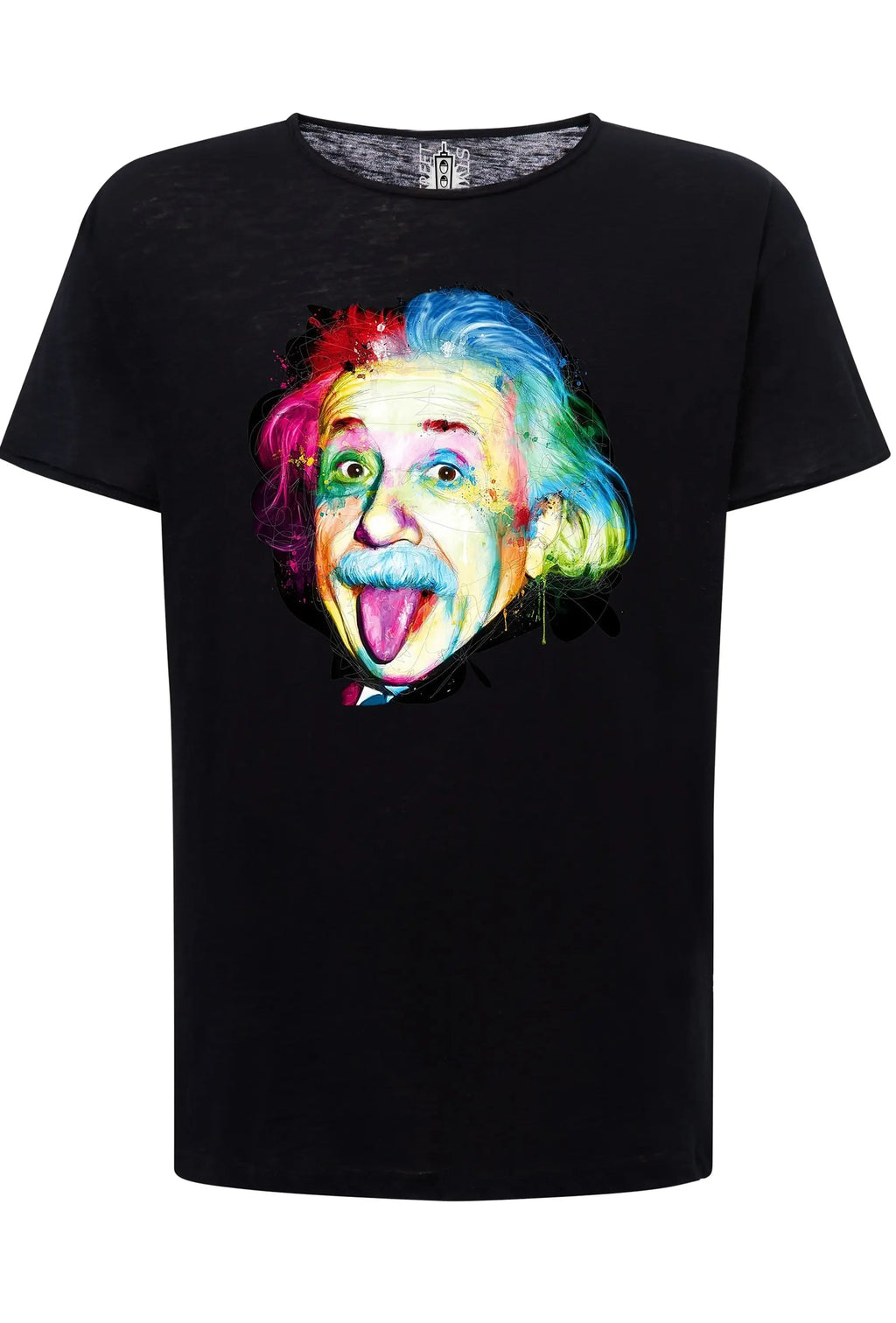T-Shirt Albert Einstein The Legend Stilizzato Color - Cotone Fiammato Uomo con design colorato e divertente.