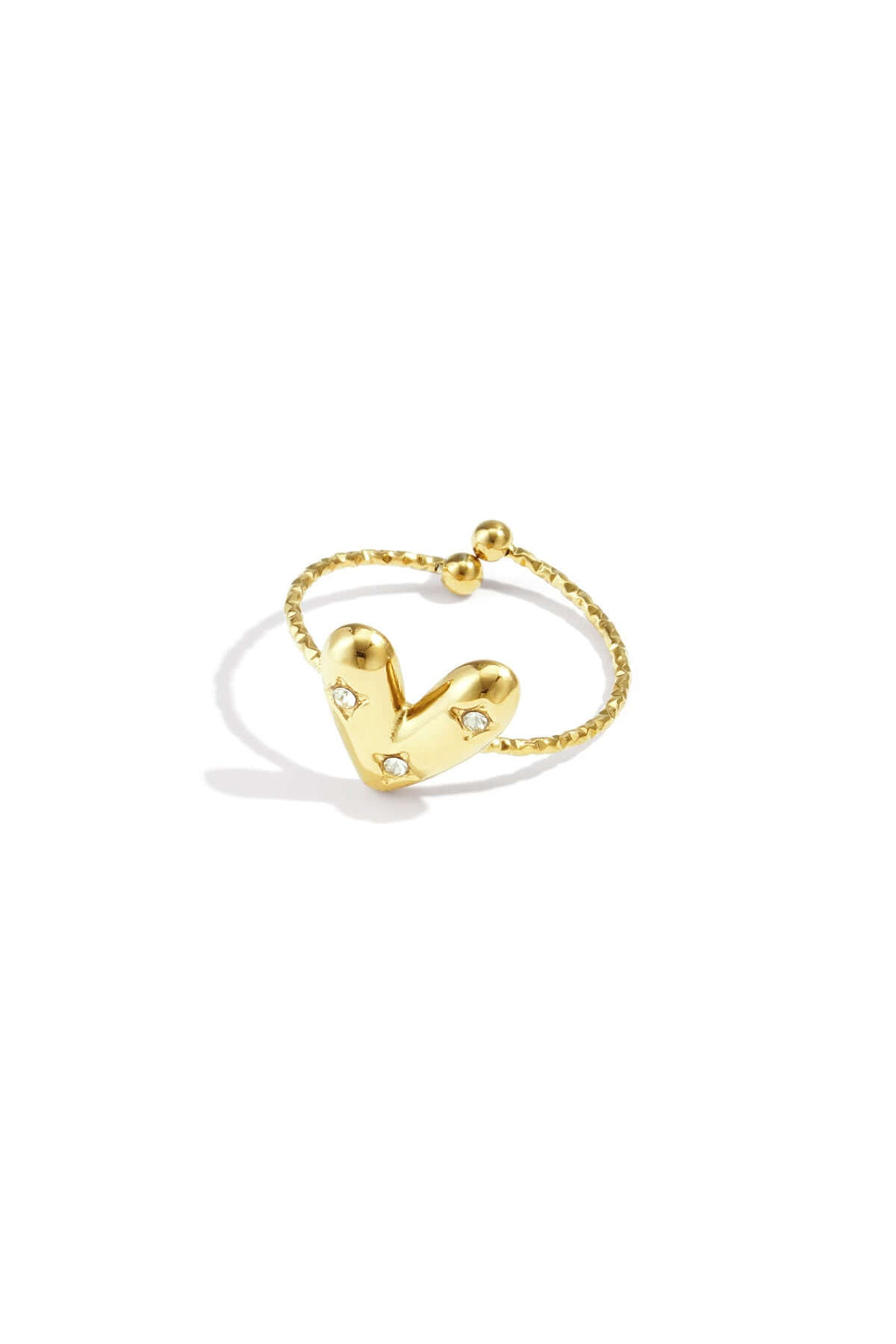 Anello a Cuore Regolabile con Strass