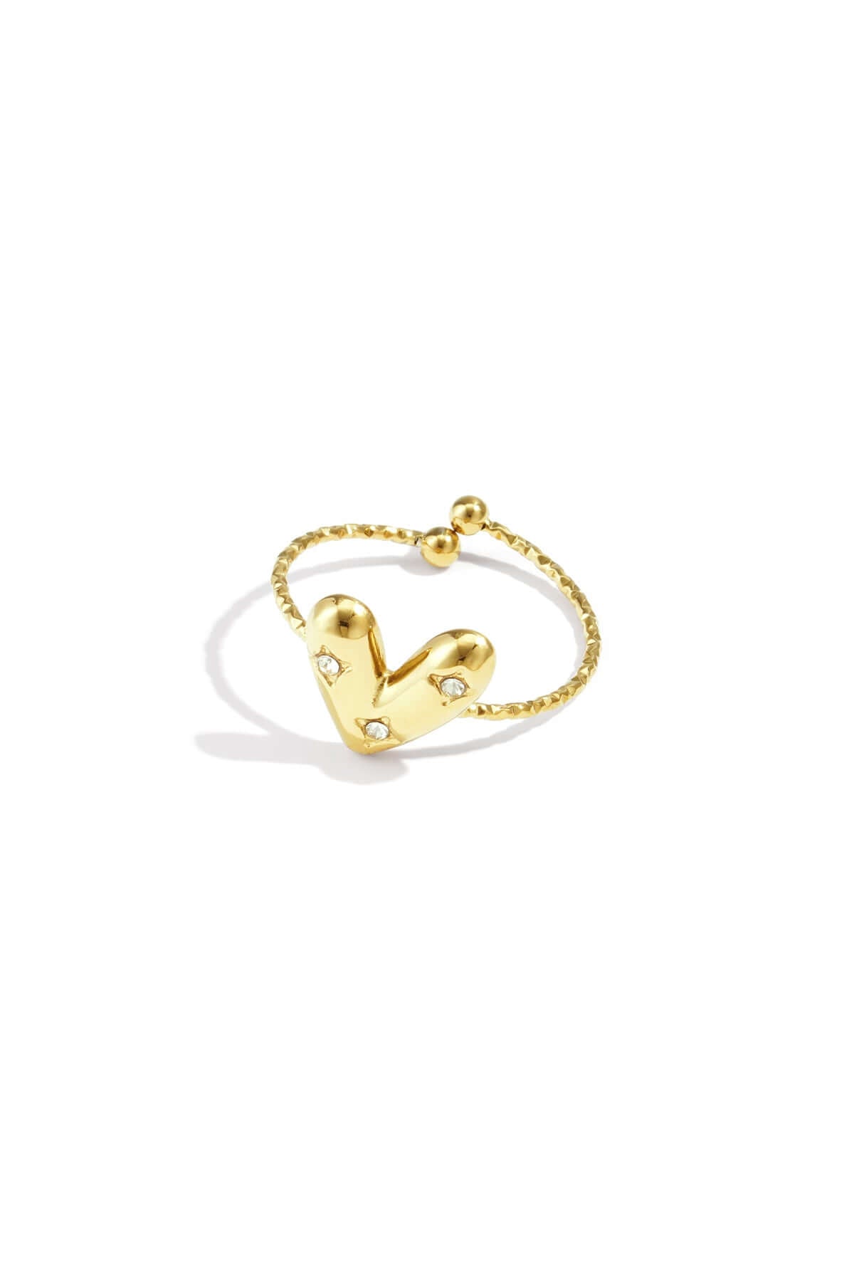 Anello a Cuore Regolabile con Strass