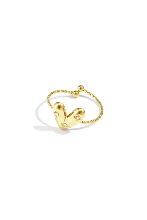 Anello a Cuore Regolabile con Strass