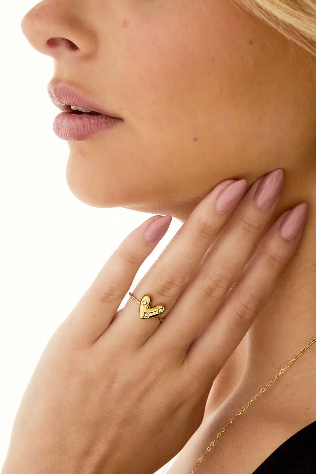Anello a Cuore Regolabile con Strass