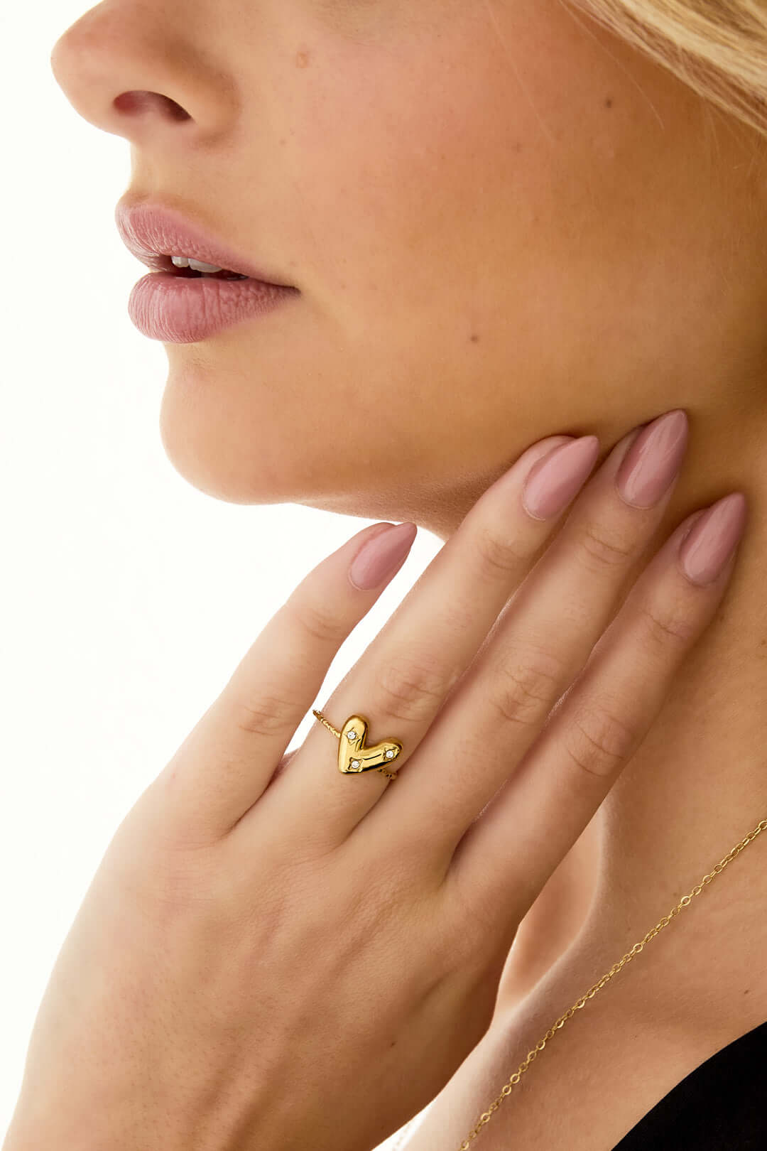 Anello a Cuore Regolabile con Strass