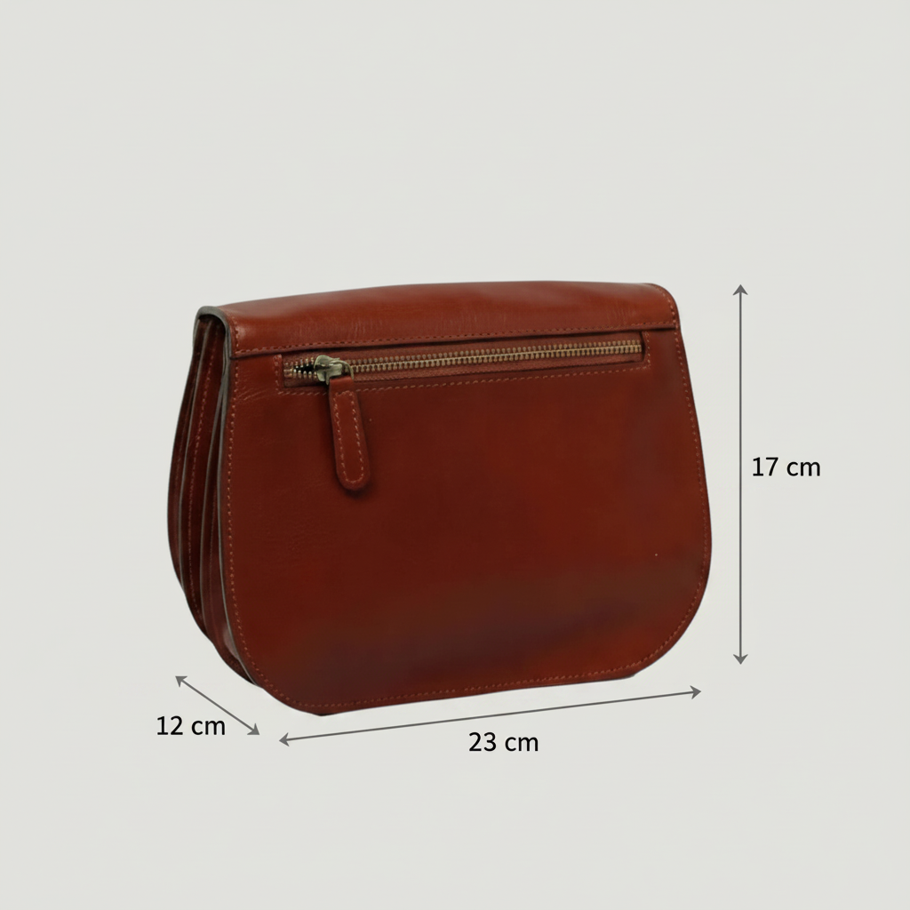 Borsa a Tracolla Artigianale in Vitello Pieno Fiore Mogano - Old Angler
