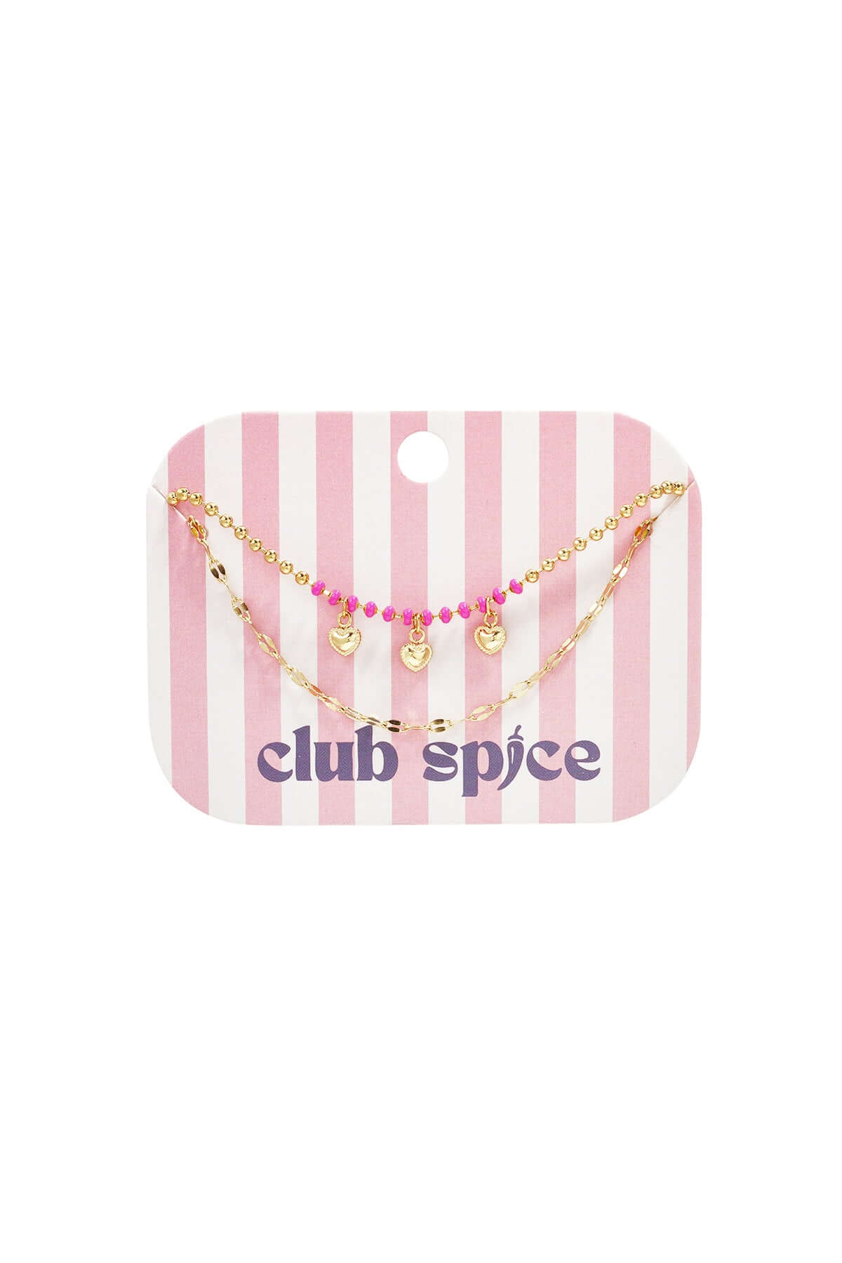 Bracciale Doppio Perline e Ciondoli a Cuore