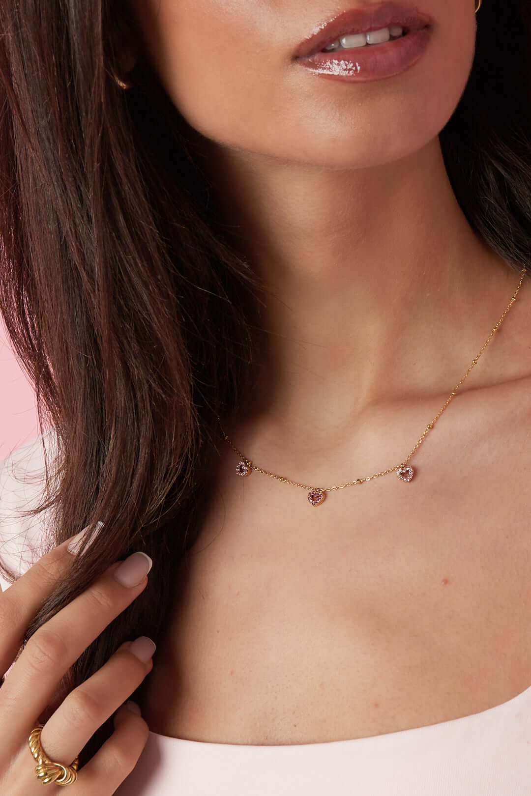 Collana Pietre Rosa e Strass