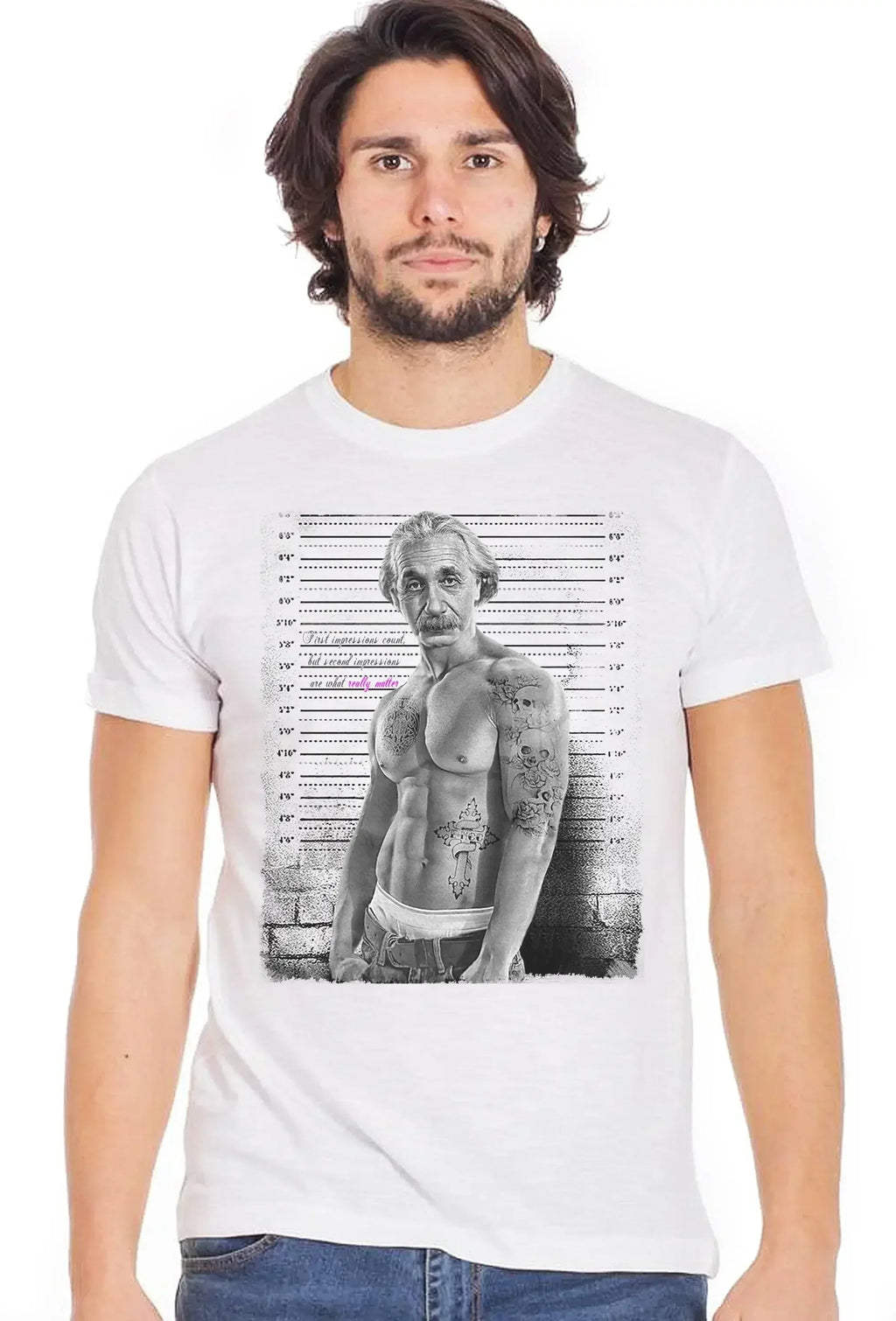 T-Shirt Einstein Tatuato Muscle - Cotone Fiammato Uomo