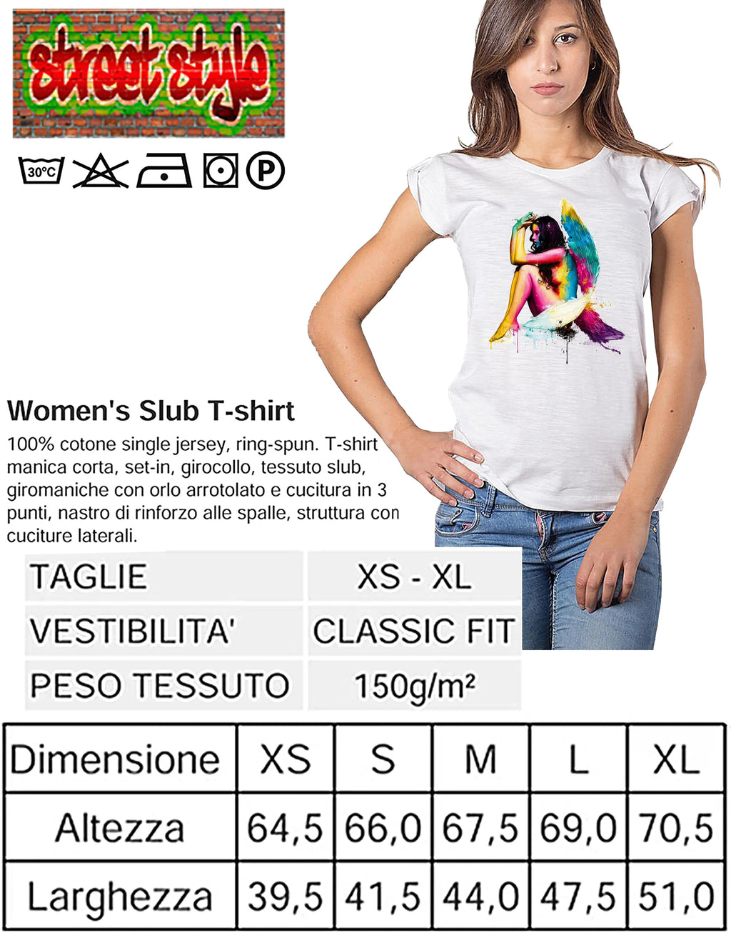t-shirt donna urban slub cotone biologico con design urbano per un look street style fresco e sostenibile.