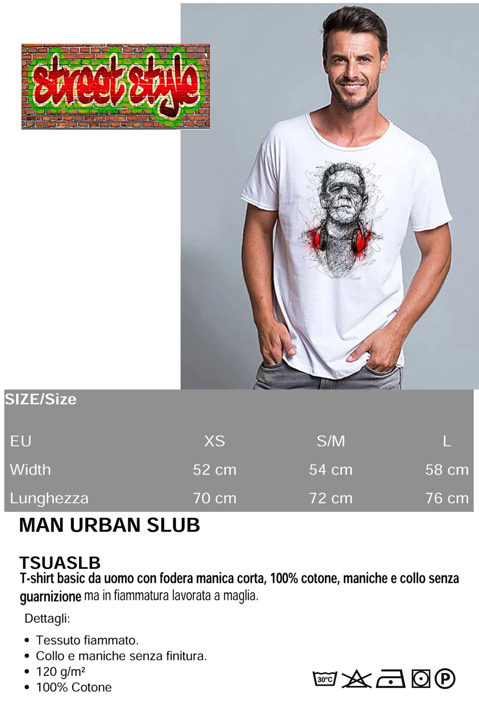 Frankenstein Urban Slub - T-shirt Uomo 100% Cotone