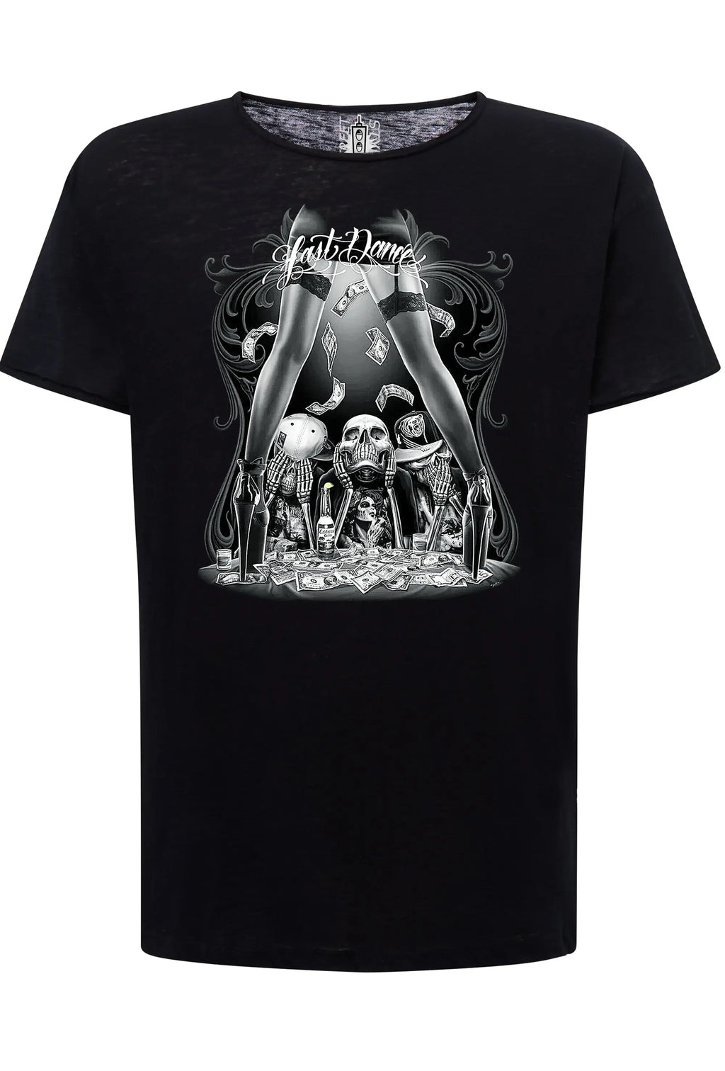 T-shirt uomo tattoo skull con stampa originale e design audace, perfetta per uno stile urbano.
