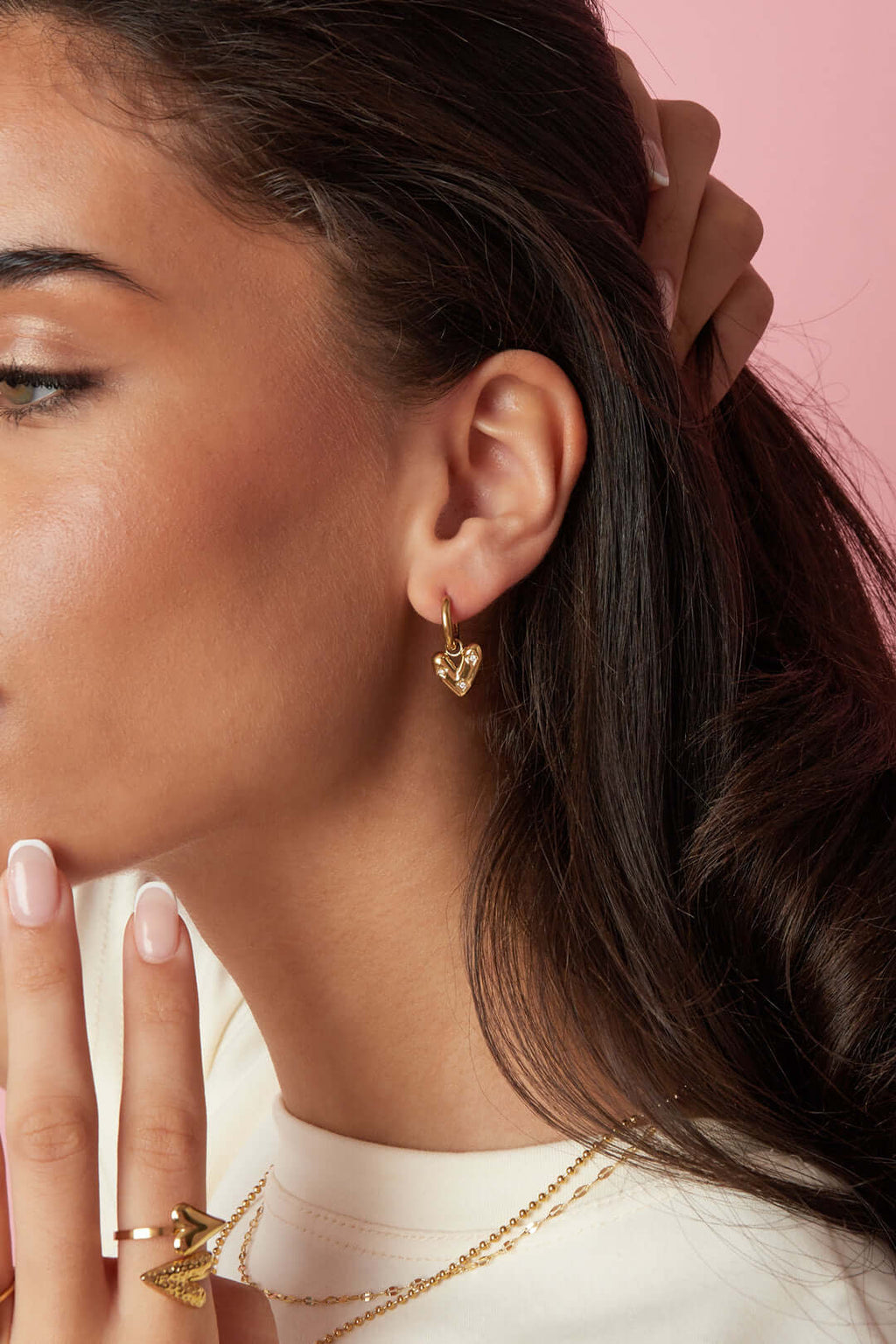 Orecchini Cuore con Strass e Zircone