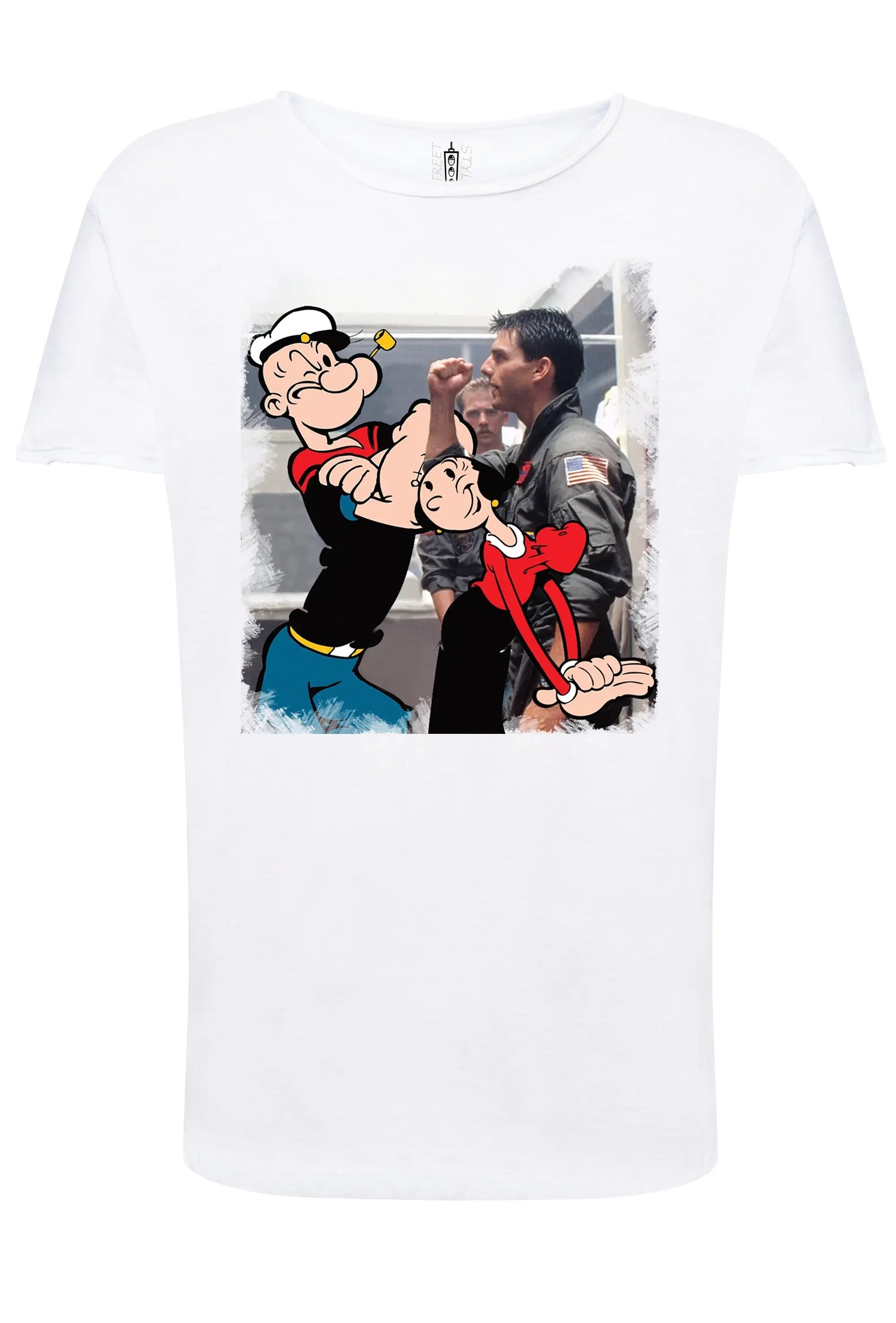T-shirt Uomo Popeye & Olivia con grafiche accattivanti, ideale per il tuo stile street casual.