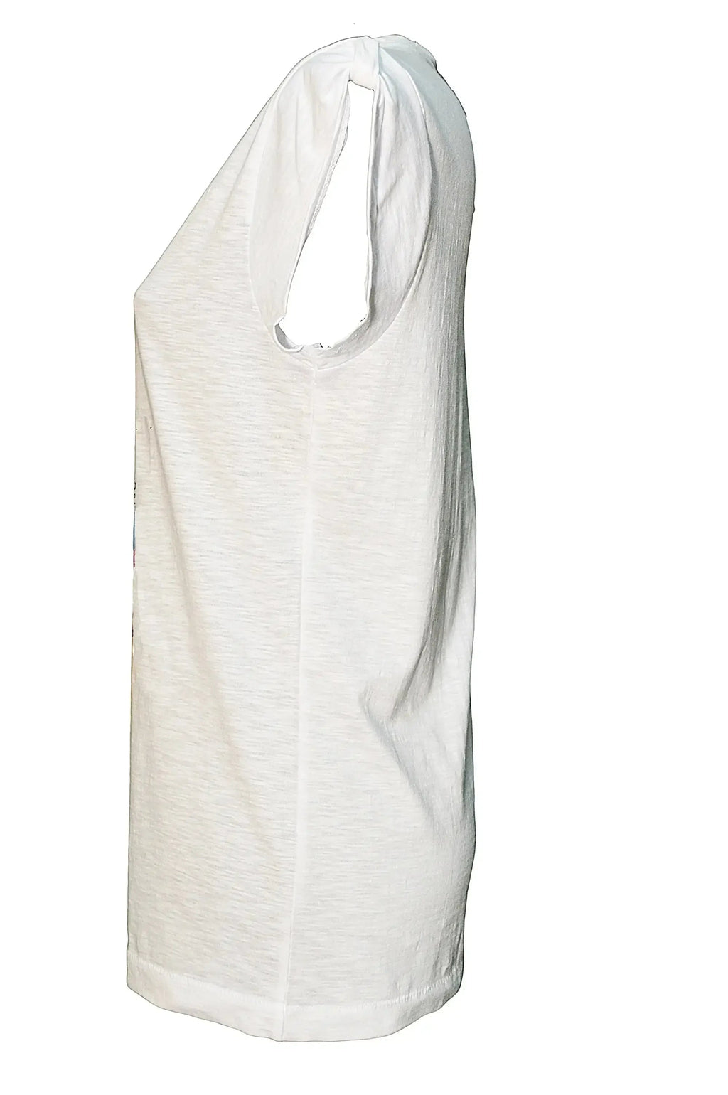 T-shirt donna cotone biologico STREET STYLE ‘Mona Lisa’ vista laterale, design morbido e sostenibile.