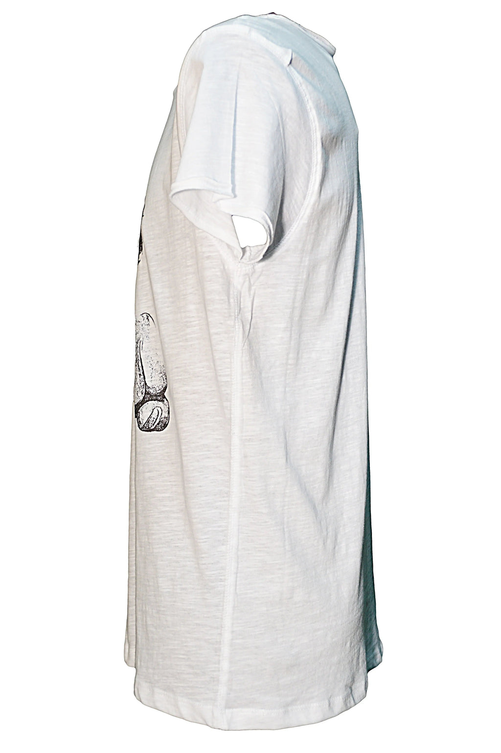 T-shirt Bud Spencer uomo vista laterale con grafica stilizzata e design moderno in cotone fiammato.