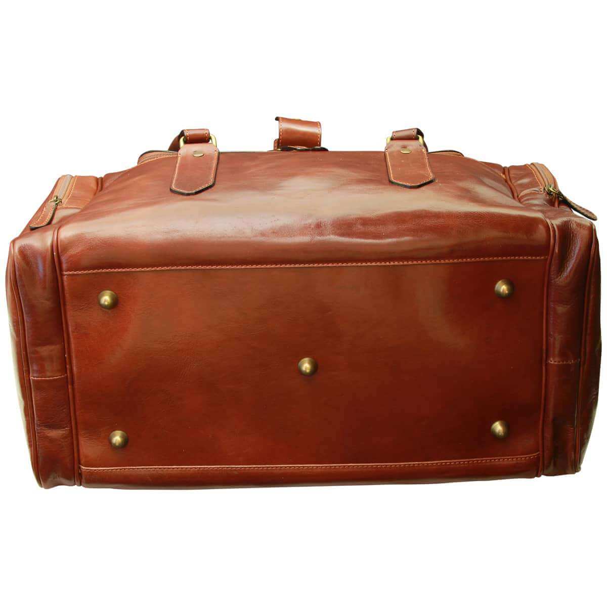 Vetrina Fiorentina -Arno. Borsa da Viaggio in pelle. Marrone-