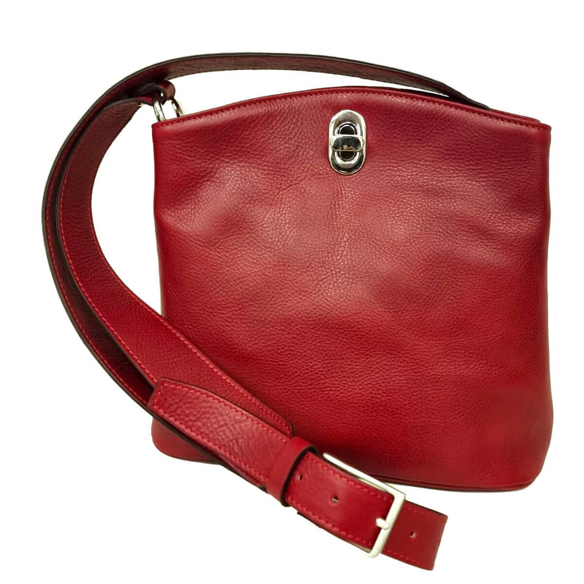 Vetrina Fiorentina -BORSA A SECCHIELLO IN PELLE-ROSSO-