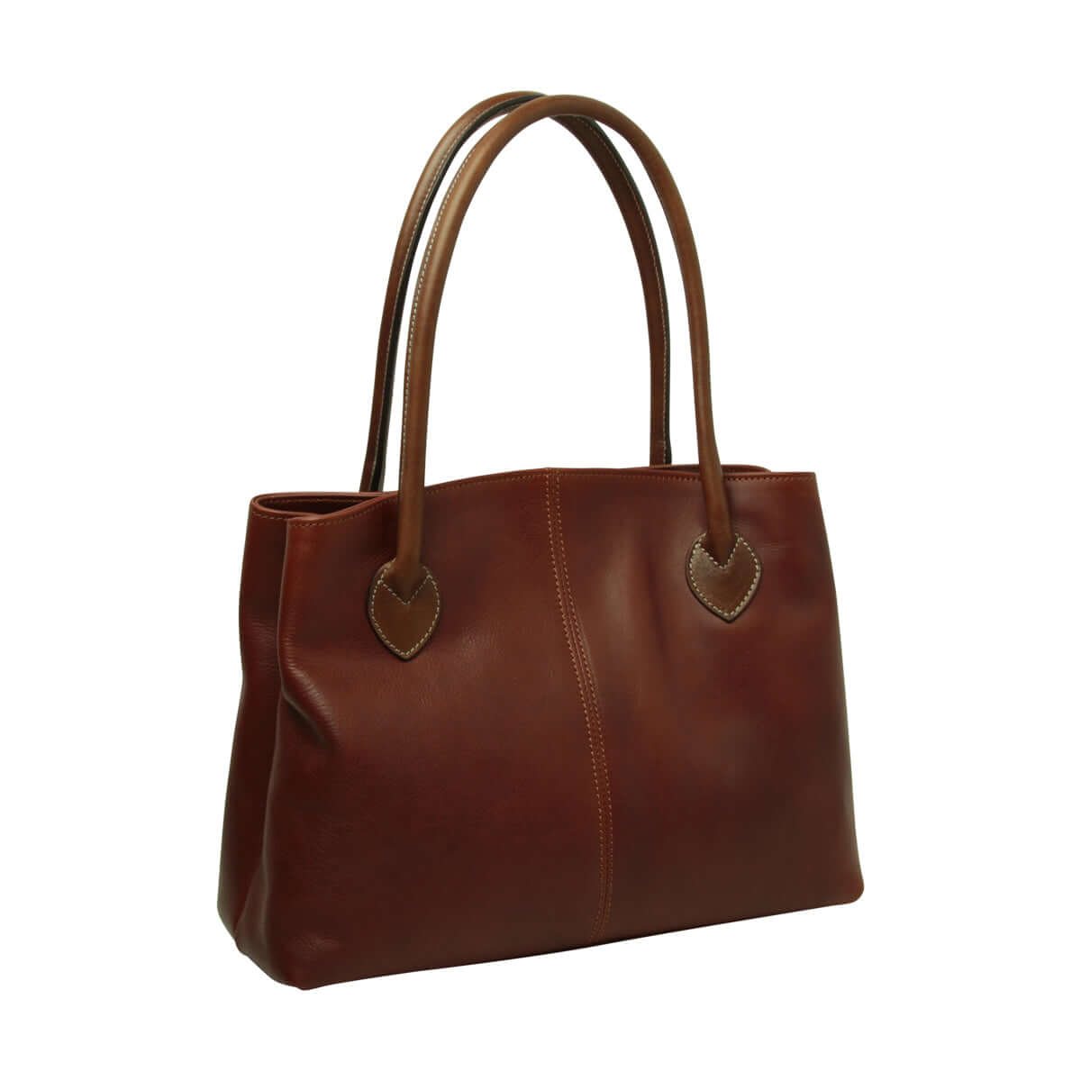 Borsa donna bicolore pelle pieno fiore in pelle, due manici e chiusura con girello, Made in Italy.