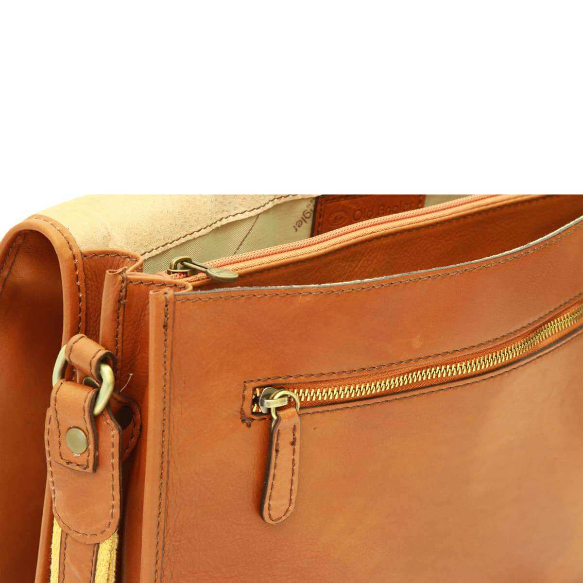 Vetrina Fiorentina -Borsa Messenger in in vitello nappato. Gold-