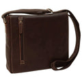 Borsa Messenger in pelle marrone scuro con tasca esterna e tracolla regolabile, 31 x 28 x 8 cm.